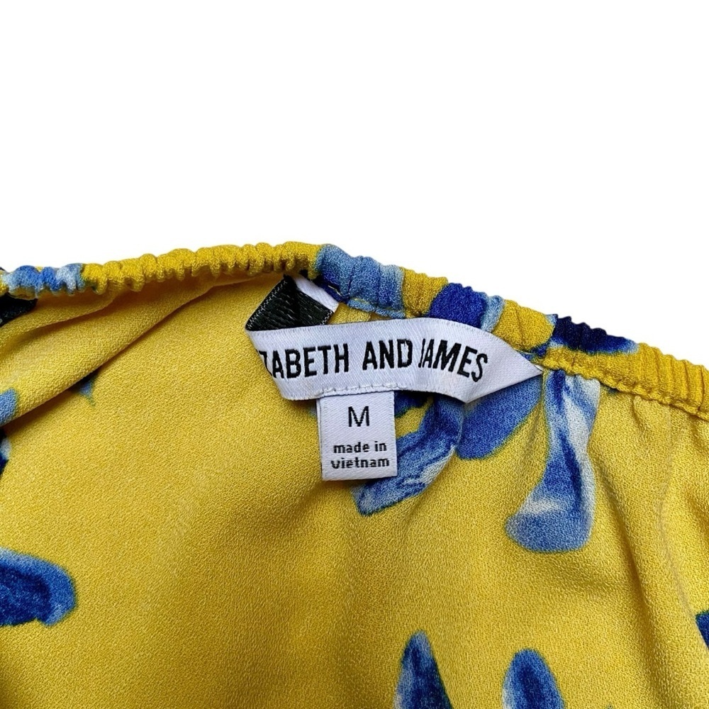 Elizabeth & James Floral Off Shoulder Blouse M Yellow Blue Bell Sleeve Boho Top - Picture 13 of 15
